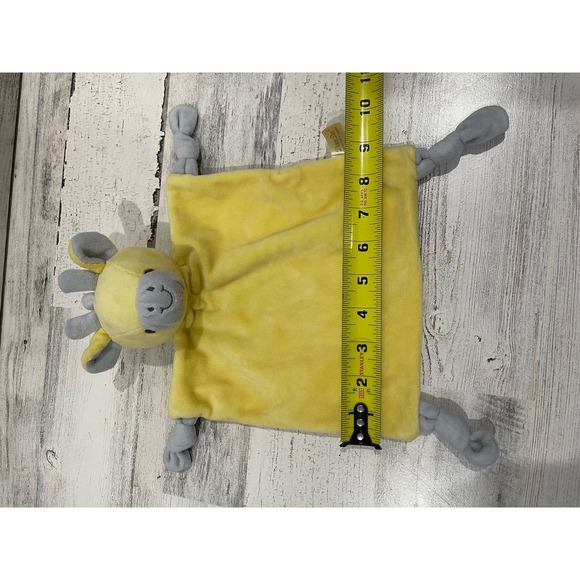 Yellow Giraffe Plush Lovey Baby Security Blanket lovey Gray Knotted Corners - Picture 6 of 7